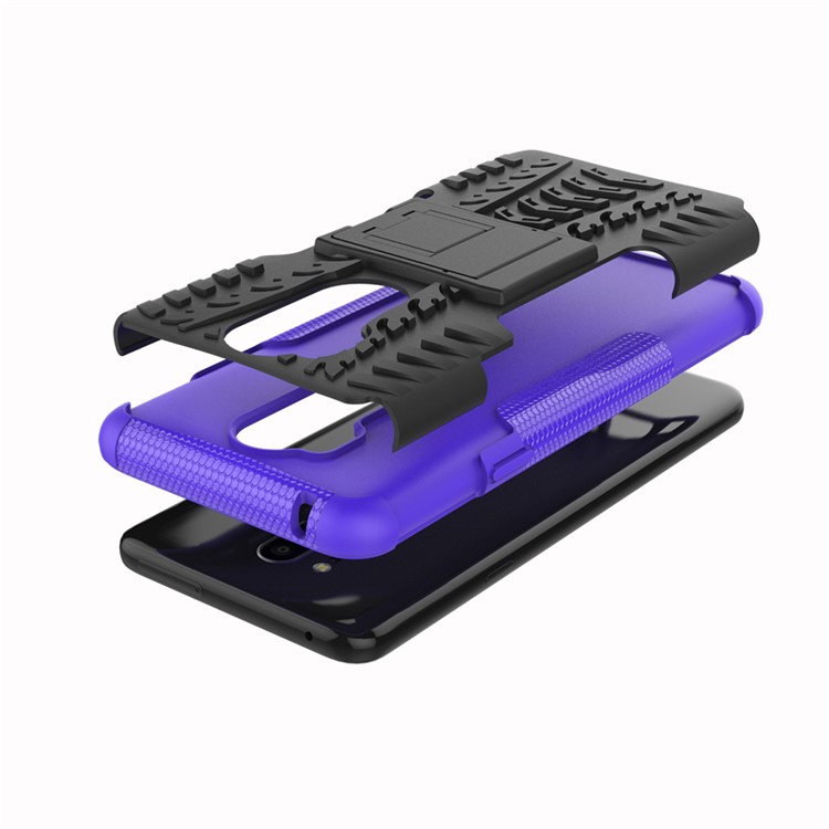 Anti-slip PC + TPU Hybrid Case Accessory with Kickstand for LG G7 ThinQ - Purple-3
