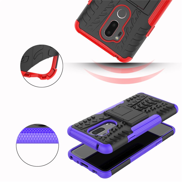 Anti-slip PC + TPU Hybrid Case Accessory with Kickstand for LG G7 ThinQ - Purple-4