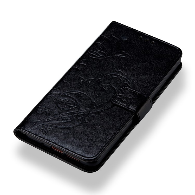 Imprint Butterfly Flowers PU Leather Wallet Stand Mobile Case for Huawei Mate 10 Pro - Black-4