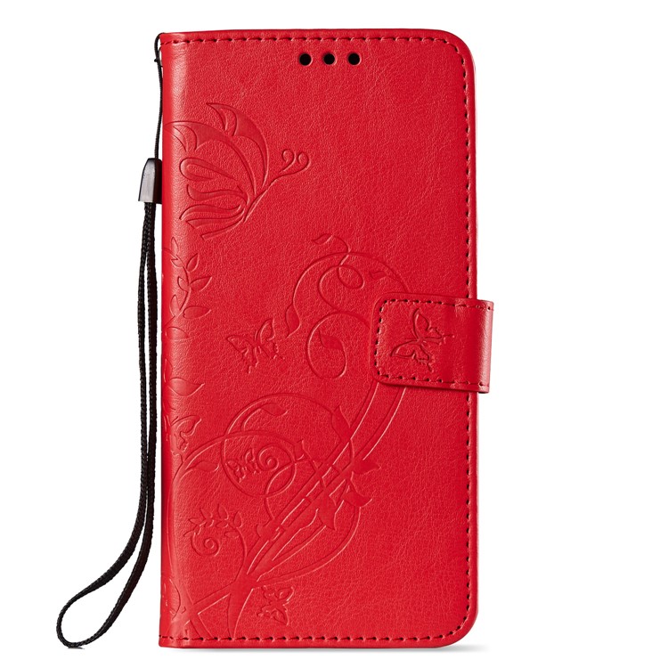 Imprint Butterfly Flowers PU Leather Wallet Stand Mobile Cover for Huawei Mate 10 Pro - Red-2