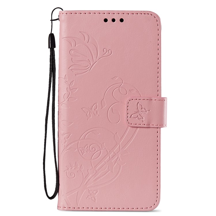 Imprint Butterfly Flowers PU Leather Wallet Stand Phone Case for Huawei Mate 10 Pro - Pink-2