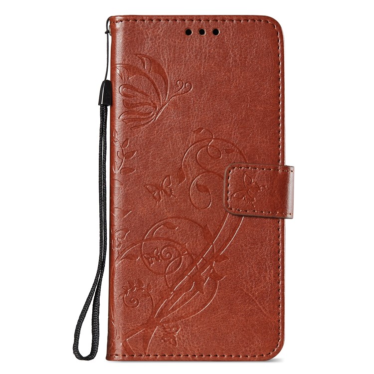 Imprint Butterfly Flowers PU Leather Wallet Stand Phone Accessory Shell for Huawei Mate 10 Pro - Brown-2