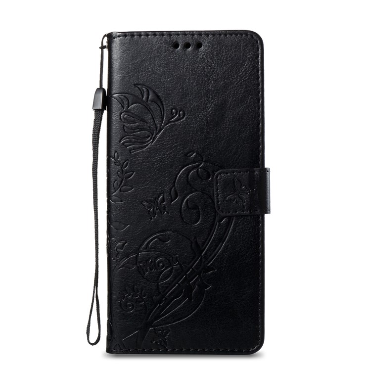 Imprint Butterfly Flowers PU Leather Wallet Stand Case for Huawei Mate 10 Lite / nova 2i / Maimang 6 / Honor 9i (India) - Black-2