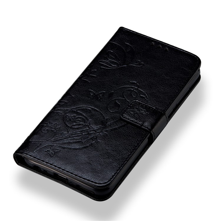 Imprint Butterfly Flowers PU Leather Wallet Stand Case for Huawei Mate 10 Lite / nova 2i / Maimang 6 / Honor 9i (India) - Black-4