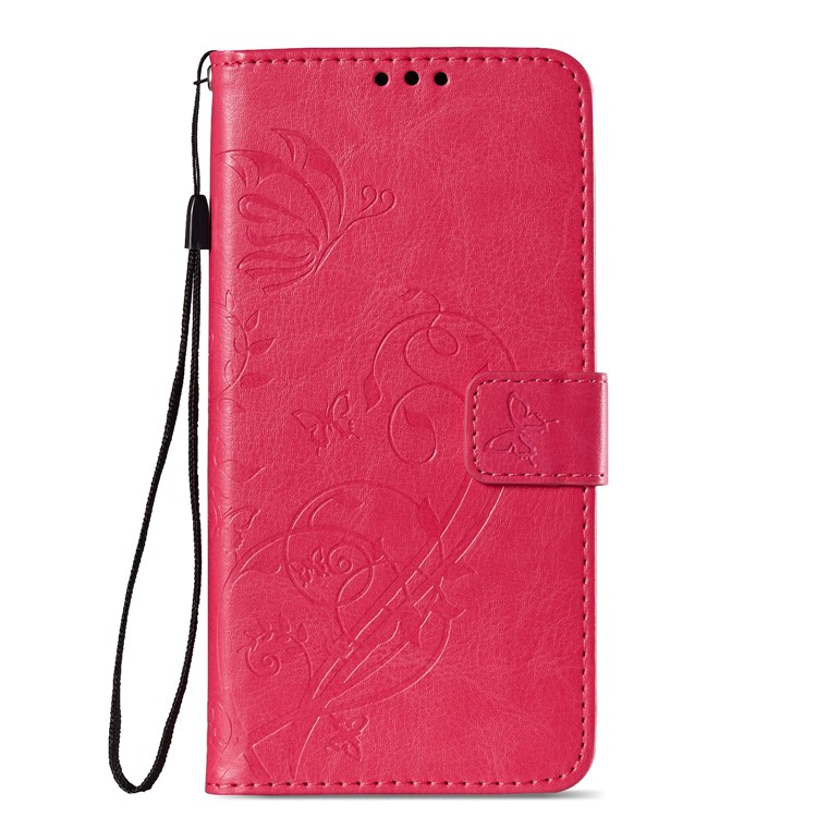Imprint Butterfly Flowers PU Leather Wallet Stand Shell for Huawei Mate 10 Lite / nova 2i / Maimang 6 / Honor 9i (India) - Rose-2