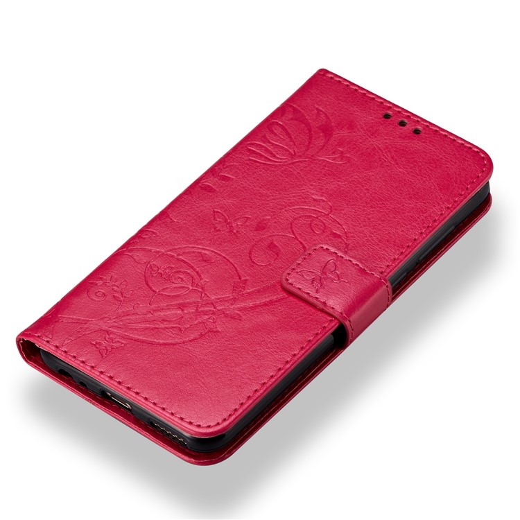 Imprint Butterfly Flowers PU Leather Wallet Stand Shell for Huawei Mate 10 Lite / nova 2i / Maimang 6 / Honor 9i (India) - Rose-4
