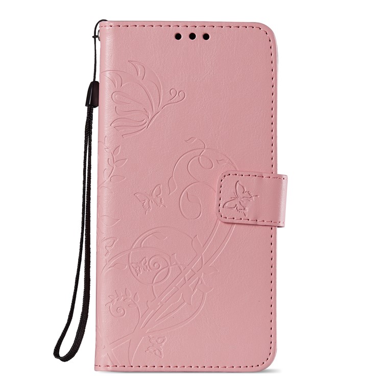 Imprint Butterfly Flowers PU Leather Wallet Stand Accessory Case for Huawei Mate 10 Lite / nova 2i / Maimang 6 / Honor 9i (India) - Pink-2