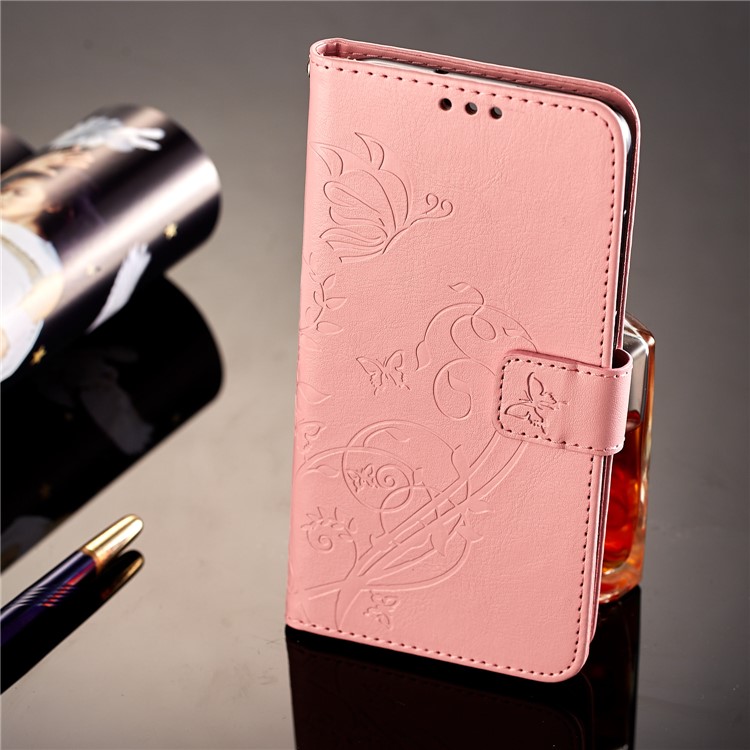Imprint Butterfly Flowers PU Leather Wallet Stand Accessory Case for Huawei Mate 10 Lite / nova 2i / Maimang 6 / Honor 9i (India) - Pink-7