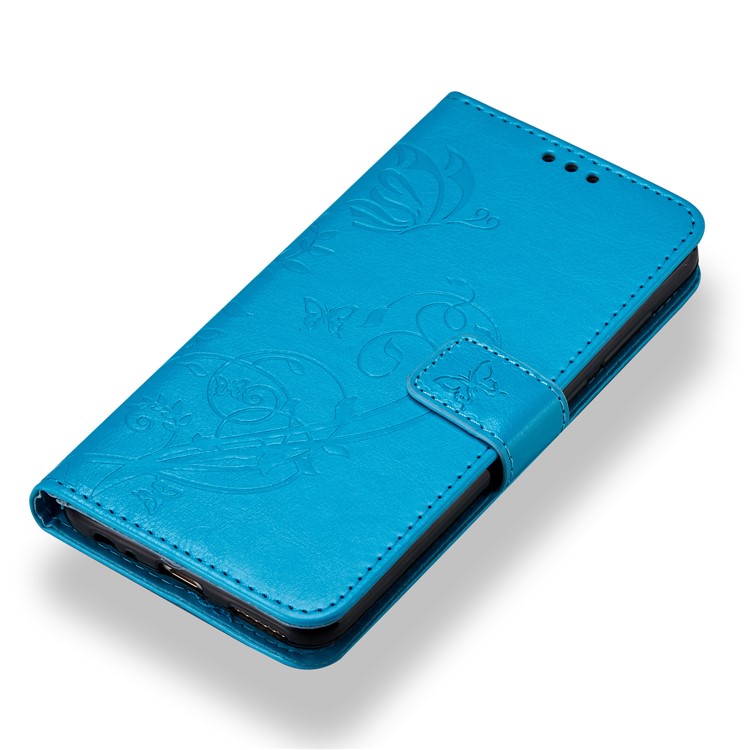 Imprint Butterfly Flowers PU Leather Wallet Stand Mobile Case for Huawei Mate 10 Lite / nova 2i / Maimang 6 / Honor 9i (India) - Blue-4