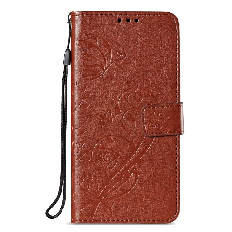Imprint Butterfly Flowers PU Leather Wallet Stand Mobile Phone Cover for Huawei Mate 10 Lite / nova 2i / Maimang 6 / Honor 9i (India) - Brown-2