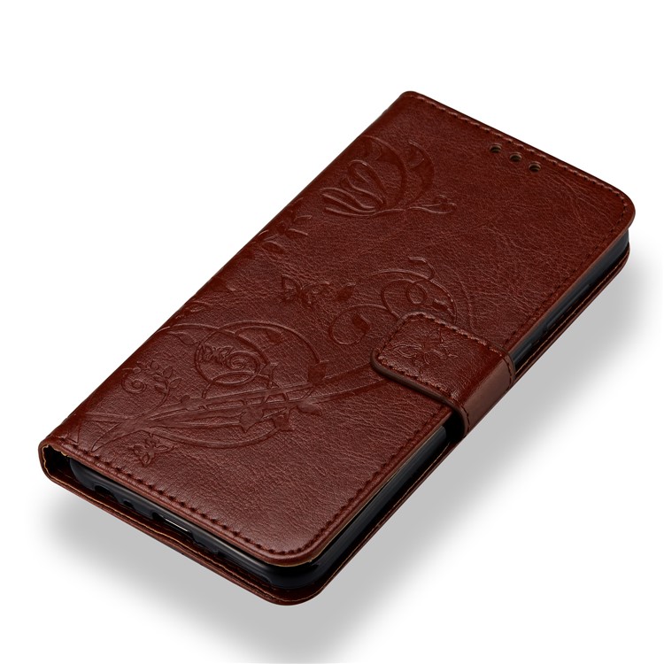 Imprint Butterfly Flowers PU Leather Wallet Stand Mobile Phone Cover for Huawei Mate 10 Lite / nova 2i / Maimang 6 / Honor 9i (India) - Brown-4