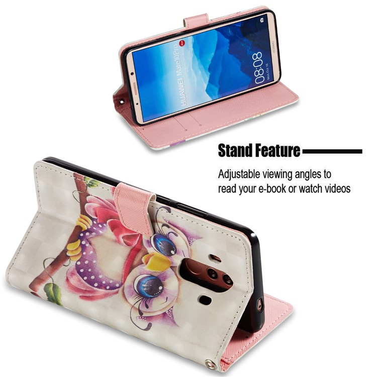 Pattern Printing Leather Wallet Case for Huawei Mate 10 Pro - Owl Pattern-2