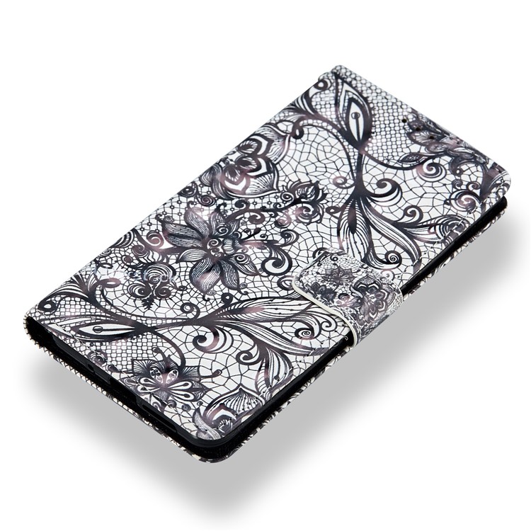 Pattern Printing Leather Wallet Cover for Huawei Mate 10 Pro - Black Flower-5