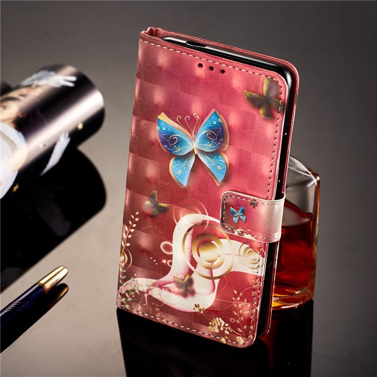 Pattern Printing Leather Wallet Shell Case for Huawei Mate 10 Pro - Blue Butterfly-4