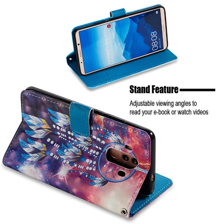 Pattern Printing Magnetic Leather Stand Case for Huawei Mate 10 Pro - Feather Dream Catcher-2