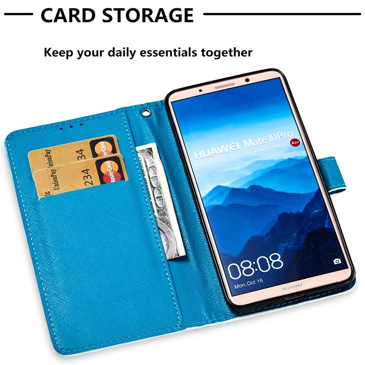 Pattern Printing Magnetic Leather Stand Case for Huawei Mate 10 Pro - Feather Dream Catcher-6