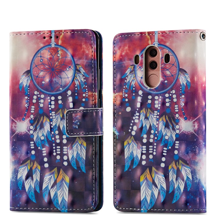 Pattern Printing Magnetic Leather Stand Case for Huawei Mate 10 Pro - Feather Dream Catcher-7