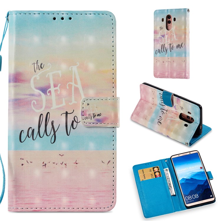 Pattern Printing Magnetic Leather Stand Cover for Huawei Mate 10 Pro - English Characters-1