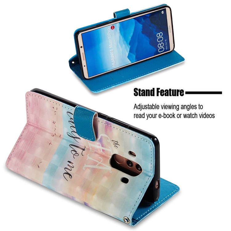Pattern Printing Magnetic Leather Stand Cover for Huawei Mate 10 Pro - English Characters-2