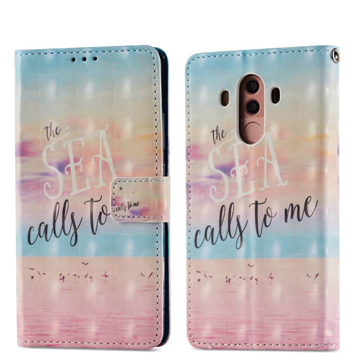 Pattern Printing Magnetic Leather Stand Cover for Huawei Mate 10 Pro - English Characters-7