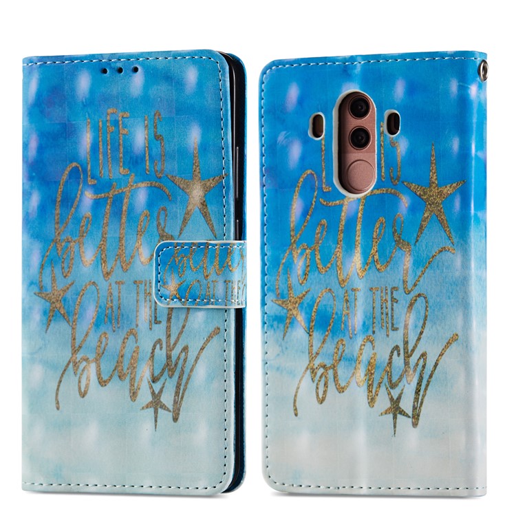 Pattern Printing PU Leather Wallet Case for Huawei Mate 10 Pro - Quote Pattern-7