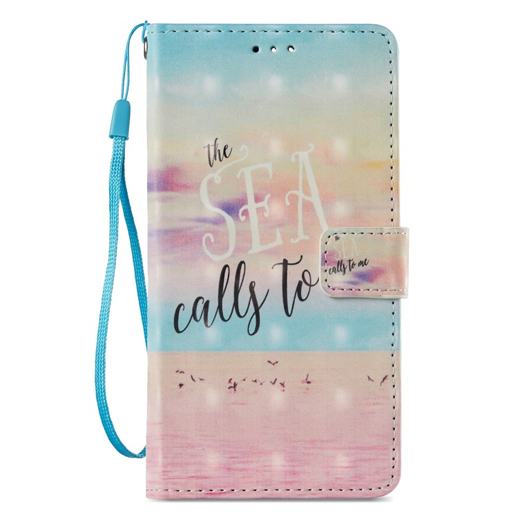 Pattern Printing Leather Wallet Phone Cover for Huawei Mate 10 Lite / nova 2i / Maimang 6 / Honor 9i (India) - Sea and Birds-8