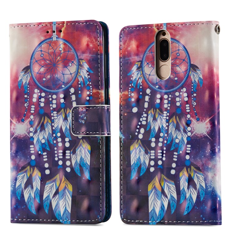 Pattern Printing Leather Wallet Case Phone Case for Huawei Mate 10 Lite / nova 2i / Maimang 6 / Honor 9i (India) - Dream Catcher-7