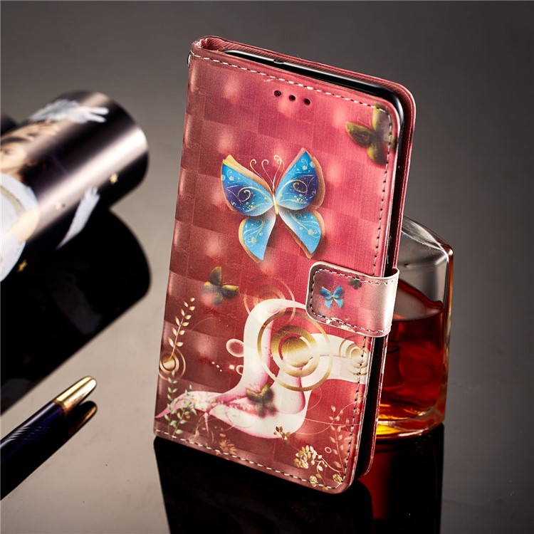Pattern Printing Leather Wallet Case Phone Casing Cover for Huawei Mate 10 Lite / nova 2i / Maimang 6 / Honor 9i (India) - Butterfly Pattern-4