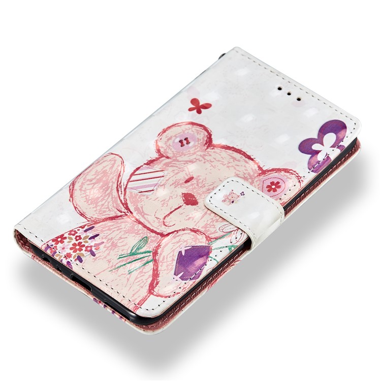 Pattern Printing Leather Wallet Case Phone Casing for Huawei Mate 10 Lite / nova 2i / Maimang 6 / Honor 9i (India) - Pink Bear-5