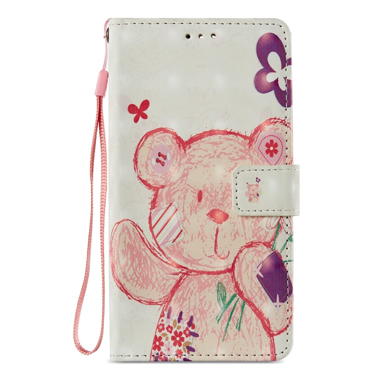 Pattern Printing Leather Wallet Case Phone Casing for Huawei Mate 10 Lite / nova 2i / Maimang 6 / Honor 9i (India) - Pink Bear-8