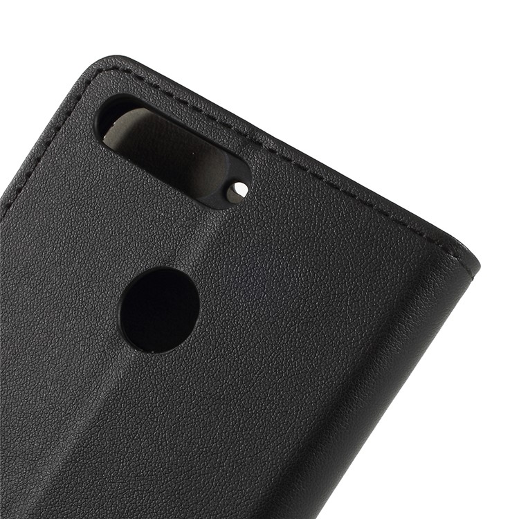 PU Leather Wallet Stand Case for Huawei Enjoy 8E / Honor 7A Pro / Honor 7A (with Fingerprint Sensor) - Black-5