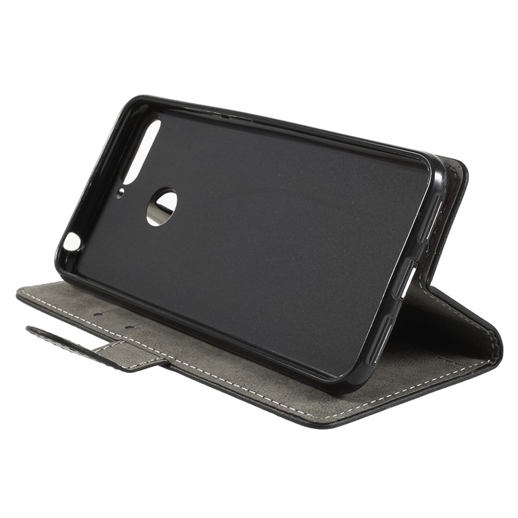 PU Leather Wallet Stand Case for Huawei Enjoy 8E / Honor 7A Pro / Honor 7A (with Fingerprint Sensor) - Black-6