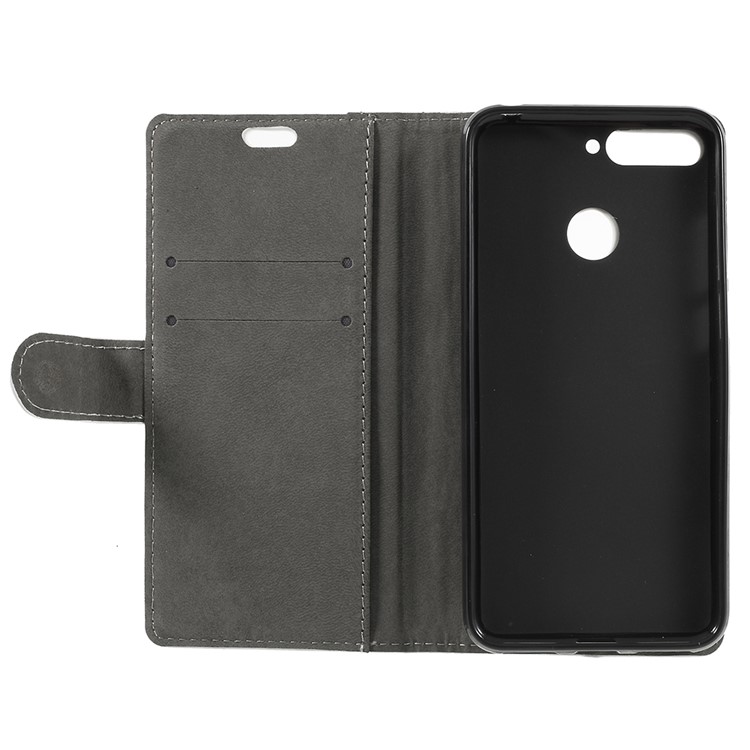 PU Leather Wallet Cover with Stand for Huawei Enjoy 8E / Honor 7A Pro / Honor 7A (with Fingerprint Sensor) - White-6