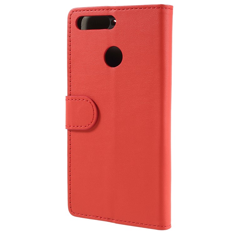 PU Leather Stand Wallet Shell for Huawei Enjoy 8E / Honor 7A Pro / Honor 7A (with Fingerprint Sensor) - Red-3