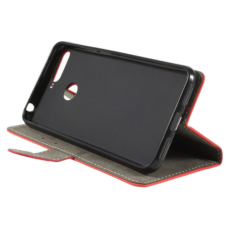 PU Leather Stand Wallet Shell for Huawei Enjoy 8E / Honor 7A Pro / Honor 7A (with Fingerprint Sensor) - Red-4