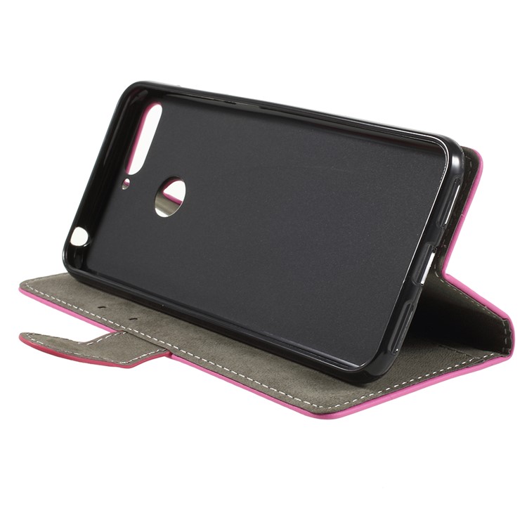 PU Leather Wallet Phone Case for Huawei Enjoy 8E / Honor 7A Pro / Honor 7A (with Fingerprint Sensor) - Rose-4