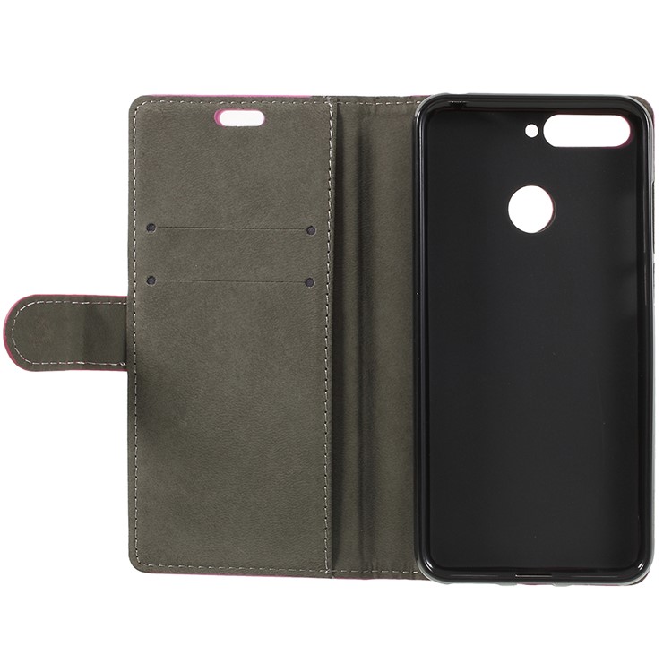 PU Leather Wallet Phone Case for Huawei Enjoy 8E / Honor 7A Pro / Honor 7A (with Fingerprint Sensor) - Rose-6