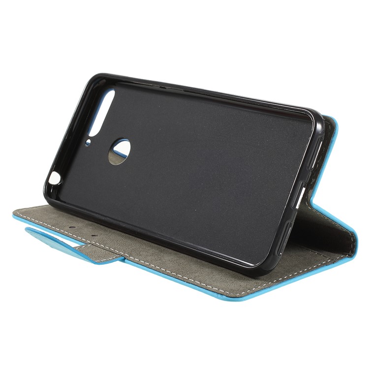 PU Leather Protection Phone Cover with Card Slots for Huawei Enjoy 8E / Honor 7A Pro / Honor 7A (with Fingerprint Sensor) - Blue-4