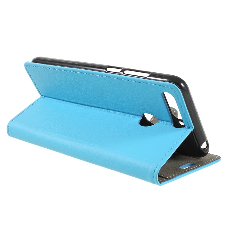 PU Leather Protection Phone Cover with Card Slots for Huawei Enjoy 8E / Honor 7A Pro / Honor 7A (with Fingerprint Sensor) - Blue-5