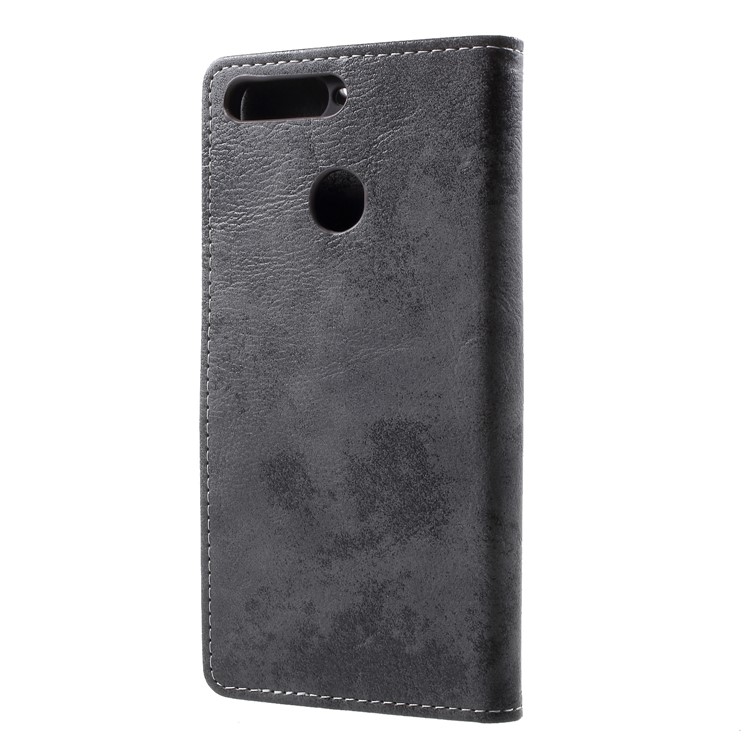 Vintage Style PU Leather Case for Huawei Enjoy 8E / Honor 7A Pro / Honor 7A (with Fingerprint Sensor) - Grey-2