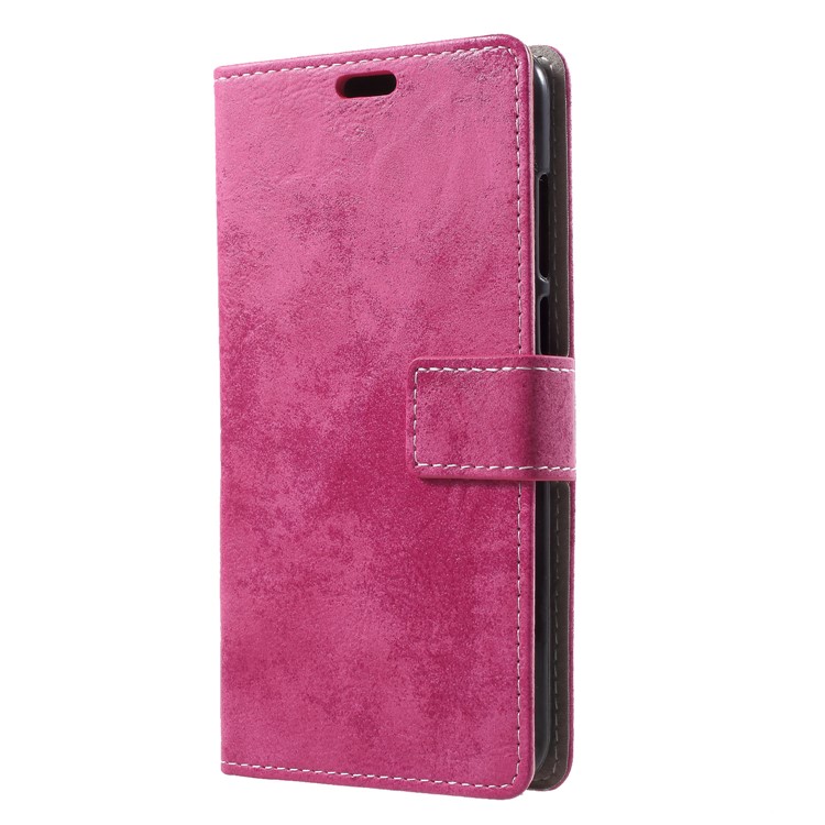 Vintage Style PU Leather Protection Cover for Huawei Enjoy 8E / Honor 7A Pro / Honor 7A (with Fingerprint Sensor) - Rose-3