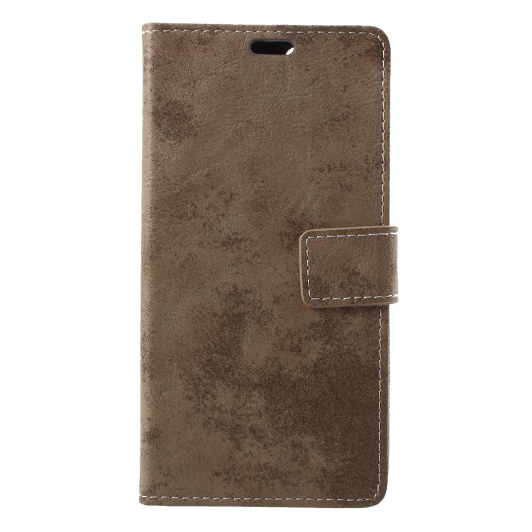 Vintage Style PU Leather Wallet Phone Shell for Huawei Enjoy 8E / Honor 7A Pro / Honor 7A (with Fingerprint Sensor) - Khaki-1