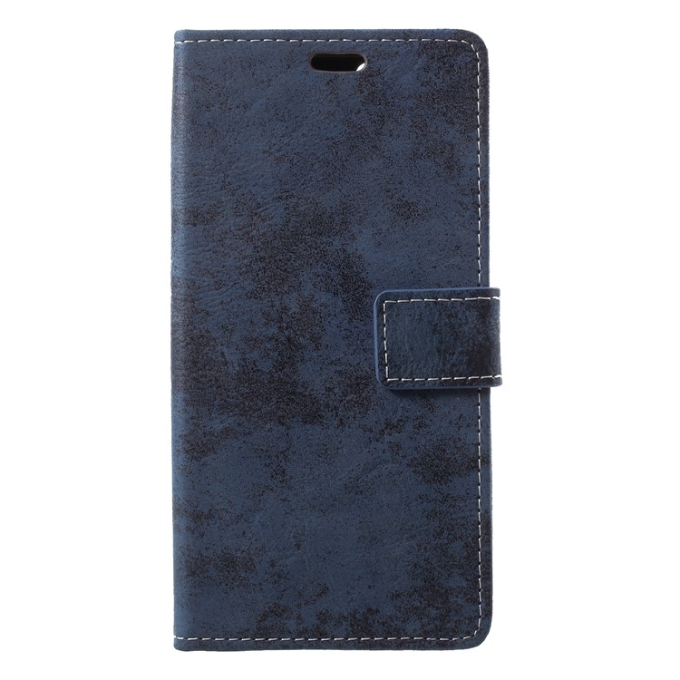 Vintage Style Stand Leather Mobile Phone Case for Huawei Enjoy 8E / Honor 7A Pro / Honor 7A (with Fingerprint Sensor) - Blue-1