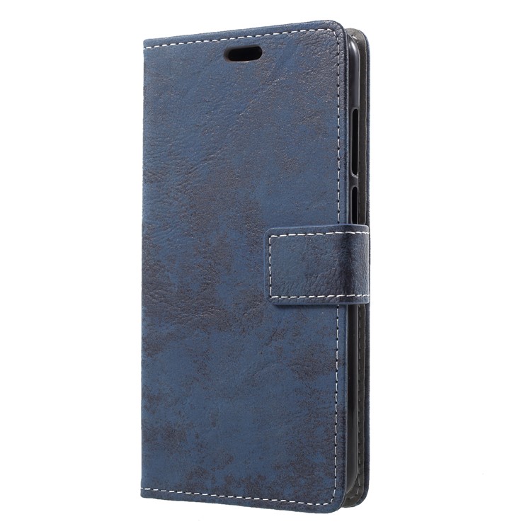 Vintage Style Stand Leather Mobile Phone Case for Huawei Enjoy 8E / Honor 7A Pro / Honor 7A (with Fingerprint Sensor) - Blue-3