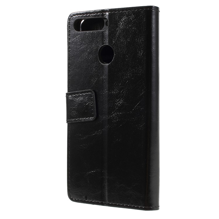 Crazy Horse Wallet Leather Stand Case for Huawei Honor 7A (with Fingerprint Sensor) / Enjoy 8E / Honor 7A Pro - Black-2