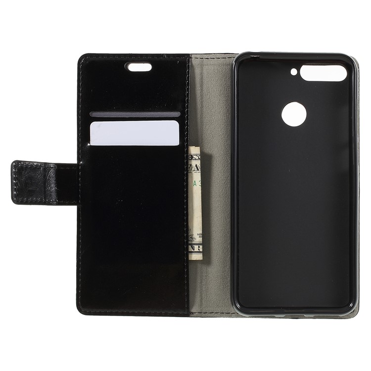 Crazy Horse Wallet Leather Stand Case for Huawei Honor 7A (with Fingerprint Sensor) / Enjoy 8E / Honor 7A Pro - Black-8