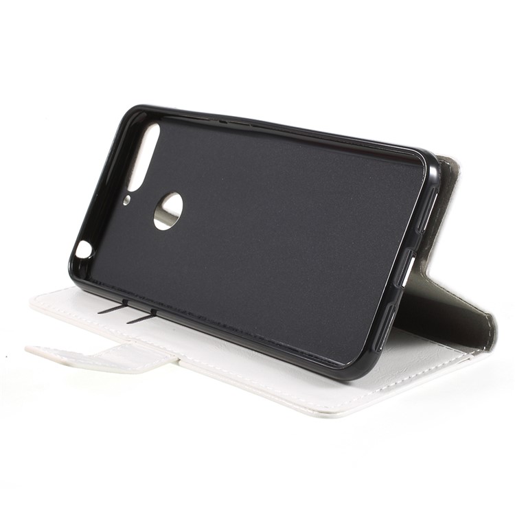 Crazy Horse Wallet Leather Stand Cover for Huawei Honor 7A (with Fingerprint Sensor) / Enjoy 8E / Honor 7A Pro - White-4