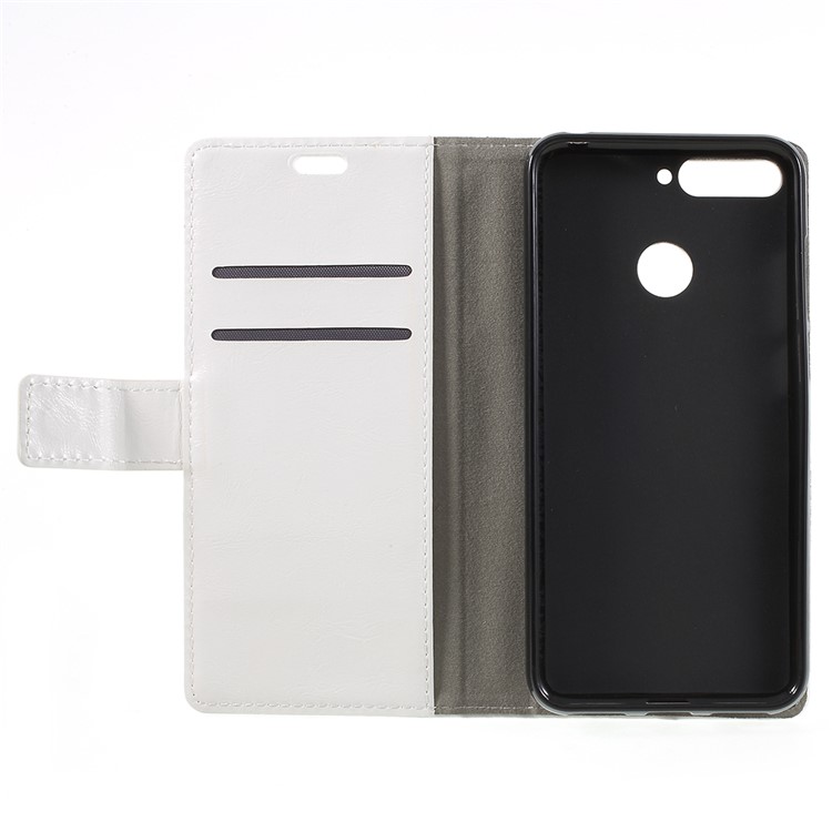 Crazy Horse Wallet Leather Stand Cover for Huawei Honor 7A (with Fingerprint Sensor) / Enjoy 8E / Honor 7A Pro - White-6