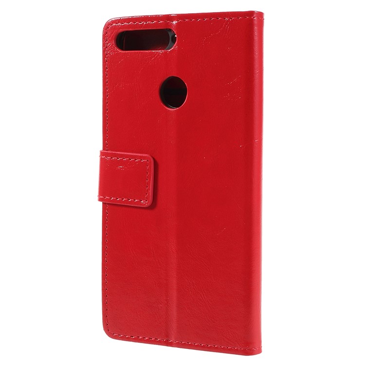 Crazy Horse Leather Card Holder Case for Huawei Honor 7A (with Fingerprint Sensor) / Enjoy 8E / Honor 7A Pro - Red-3