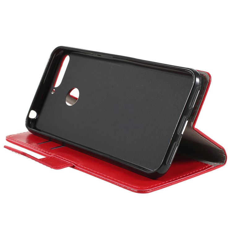 Crazy Horse Leather Card Holder Case for Huawei Honor 7A (with Fingerprint Sensor) / Enjoy 8E / Honor 7A Pro - Red-4